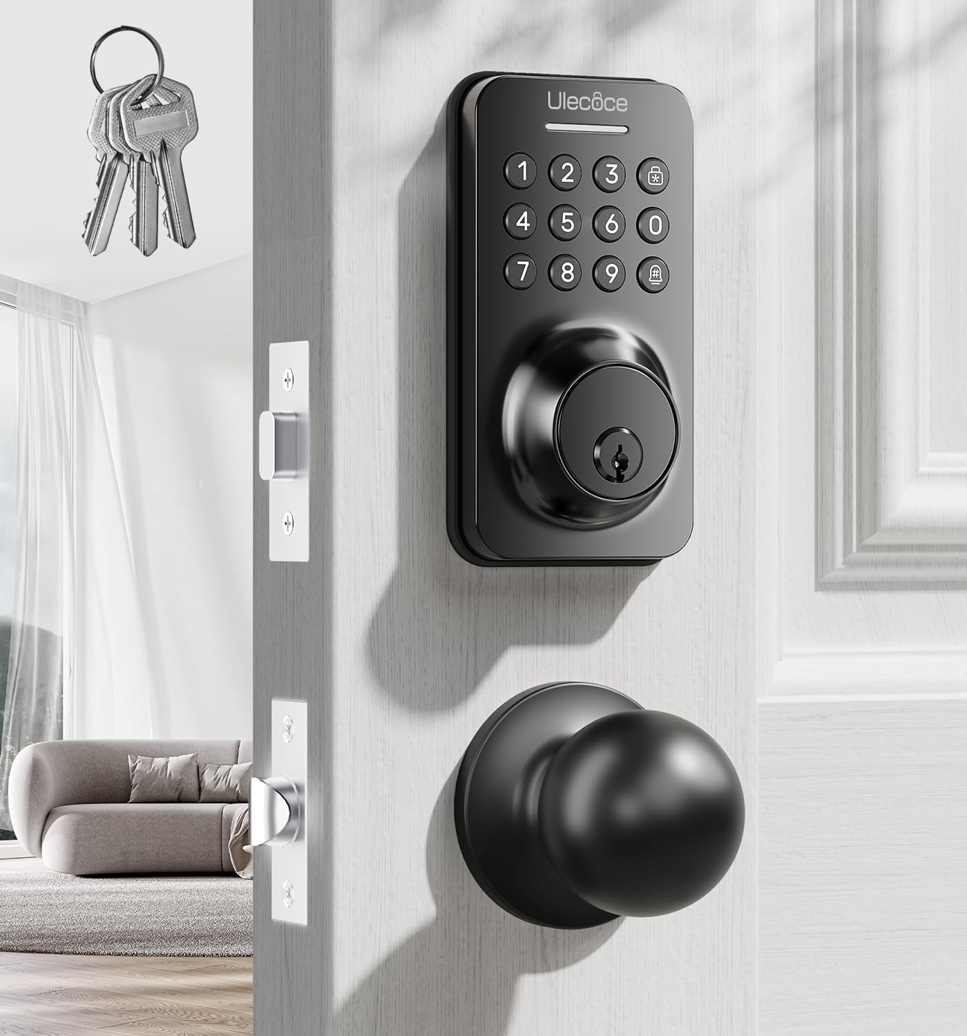 Ulecoce keyless-entry keypad deadbolt front view for secure home access.