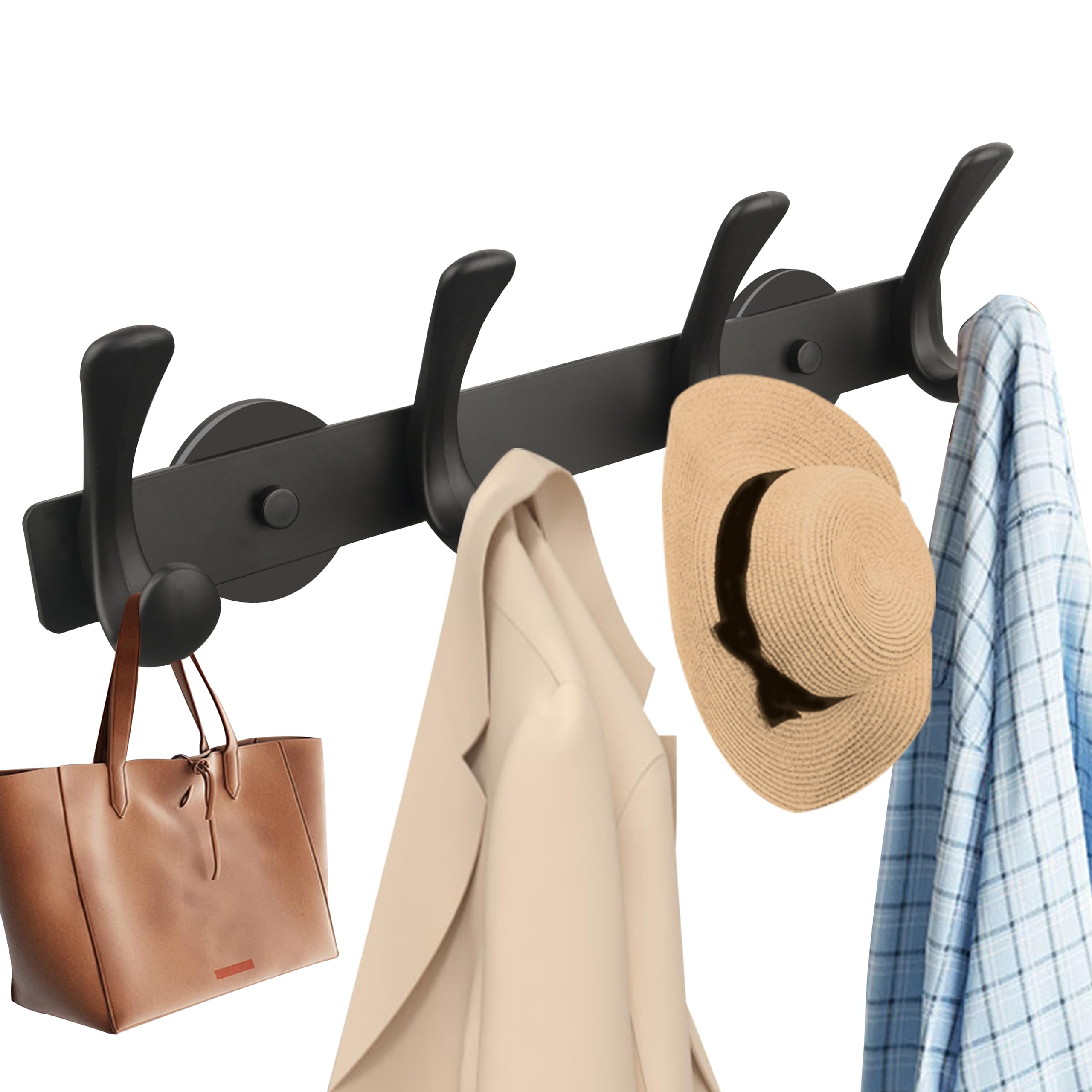 ULIBERMAGNET double hooks rack on fridge showing space-saving organization