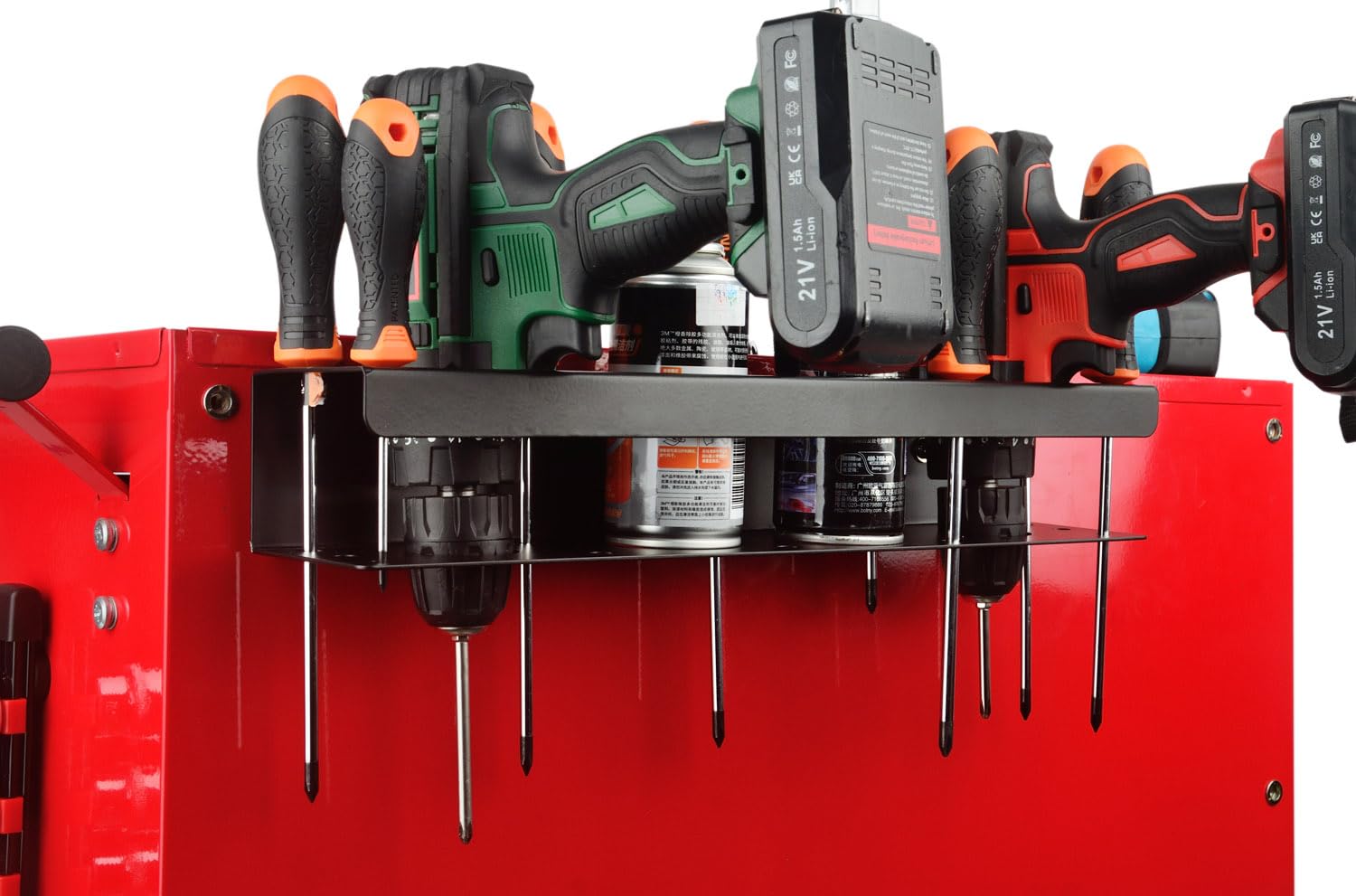 ULIBERMAGNET garage organizer helps keep tools, cans, and gear tidy.
