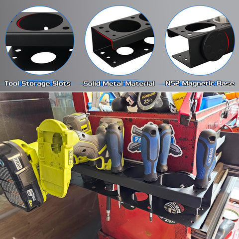 ULIBERMAGNET heavy-duty cordless drill holder keeps multiple drills within reach.