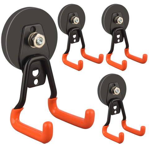 ULIBERMAGNET heavy-duty magnetic hooks in a 4-pack for garage organization