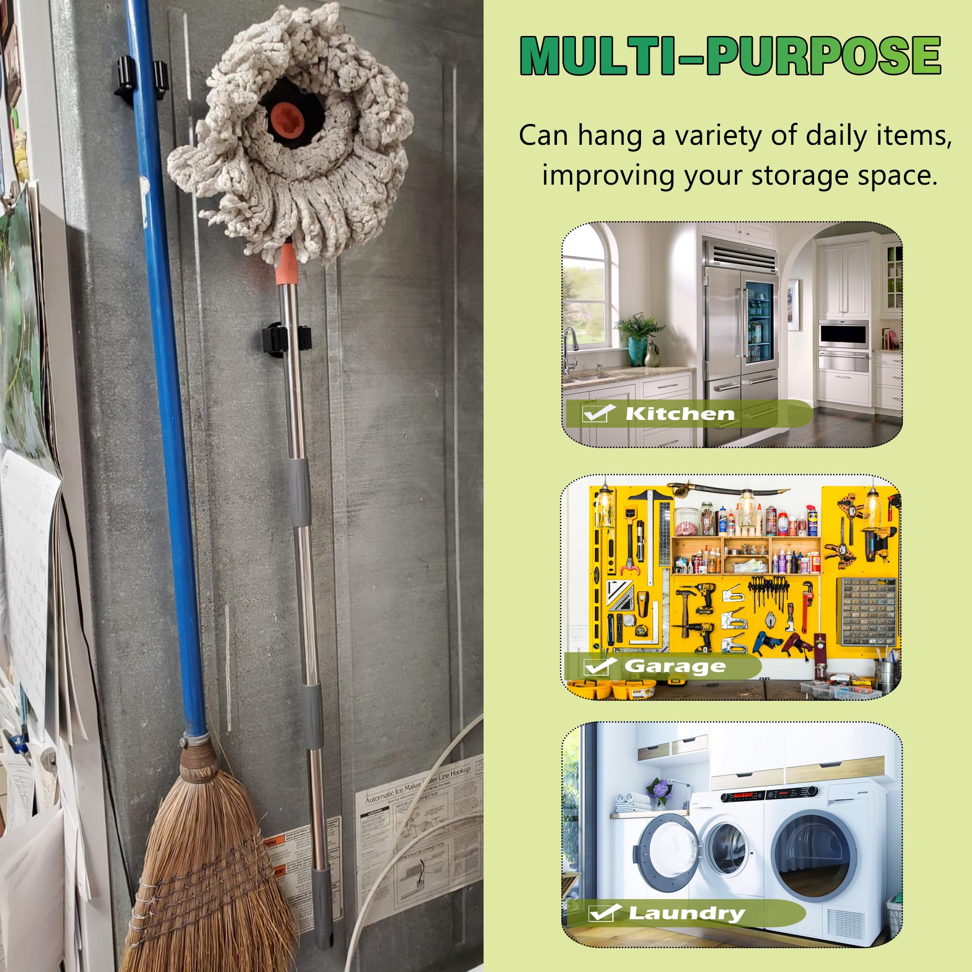 ULIBERMAGNET holds mops, brooms, umbrellas and shovels for organized storage