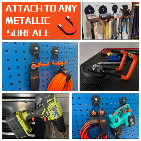 ULIBERMAGNET rubber-coated magnet hook protects surfaces while organizing tools.