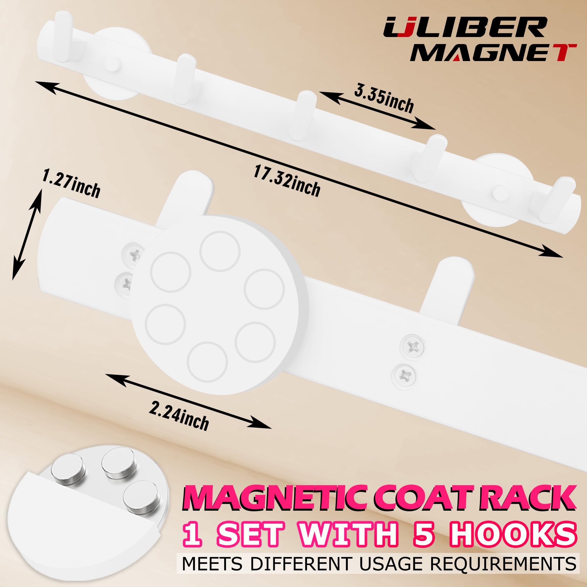 ULIBERMAGNET magnetic coat hook close-up showing rubber coating protects surfaces from scratches.