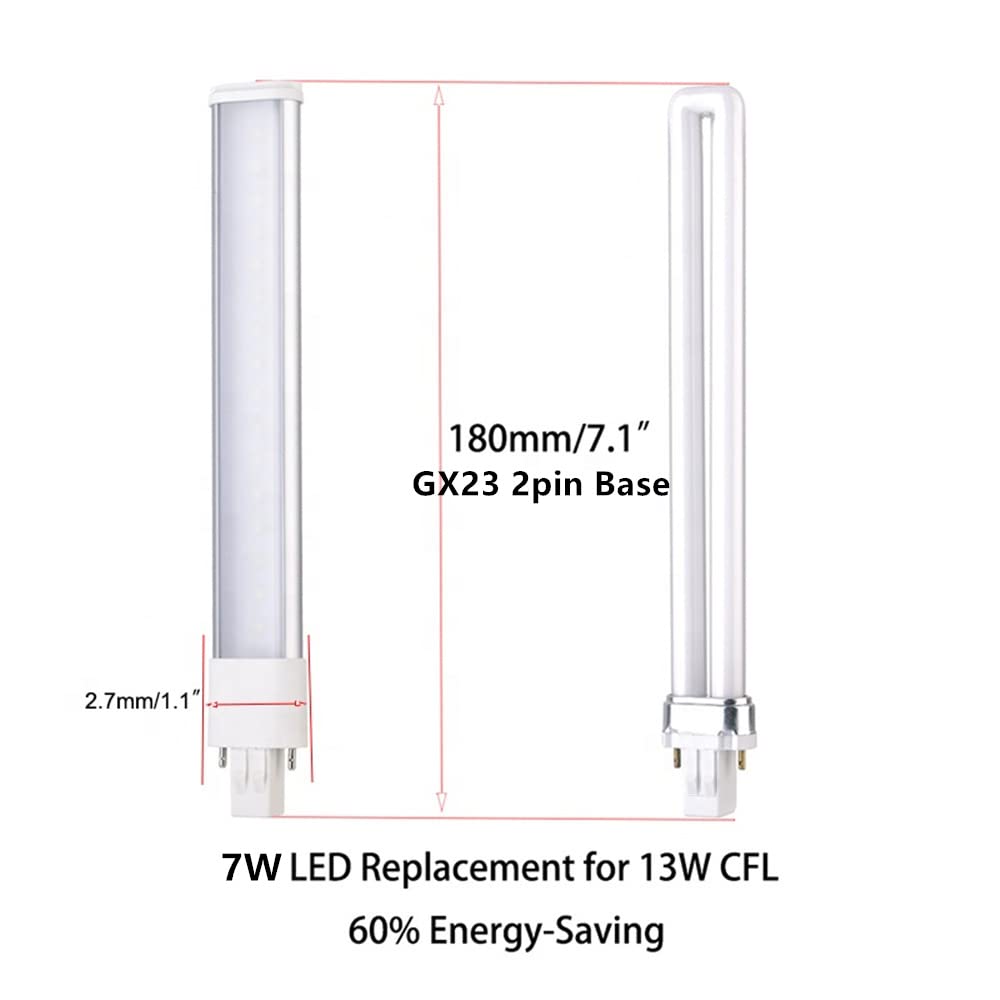 ULIKELED GX23 7W daylight 6000K creates bright task lighting.