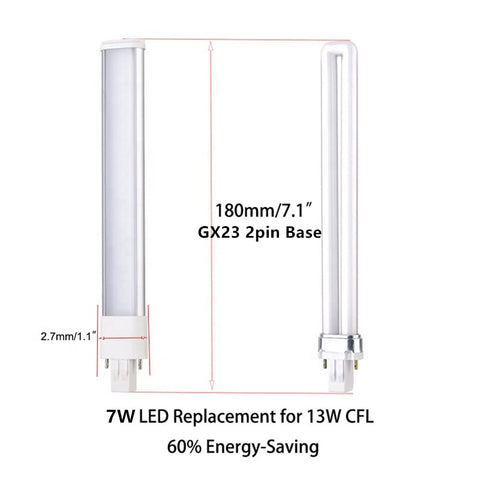 ULIKELED GX23 7W daylight 6000K creates bright task lighting.