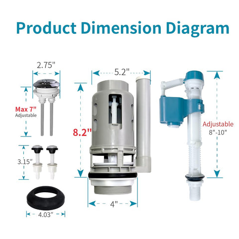 Ulinlo Pouly 8.2-inch flush valve component for strong, reliable flush.