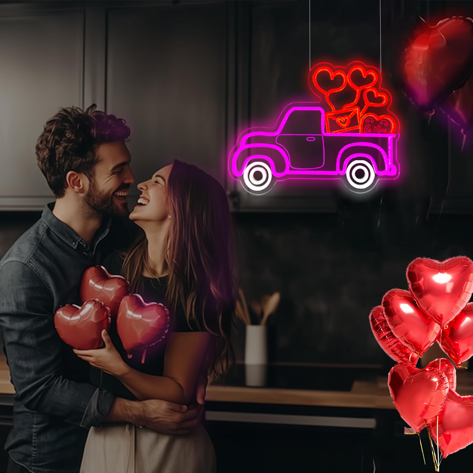 ULSLITYA Valentines Truck Heart neon sign dimmable brightness option