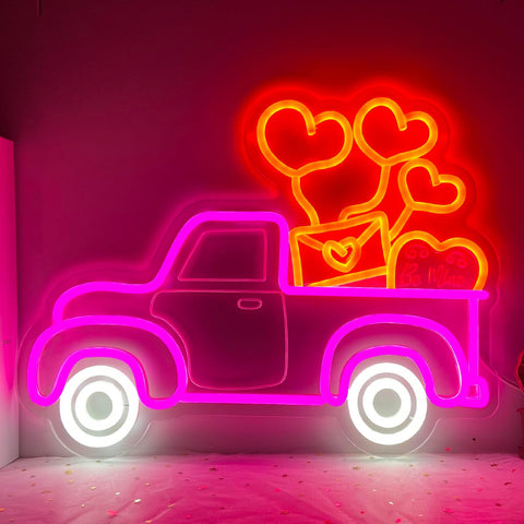 ULSLITYA Valentines Truck Heart neon sign gift ready for special occasions