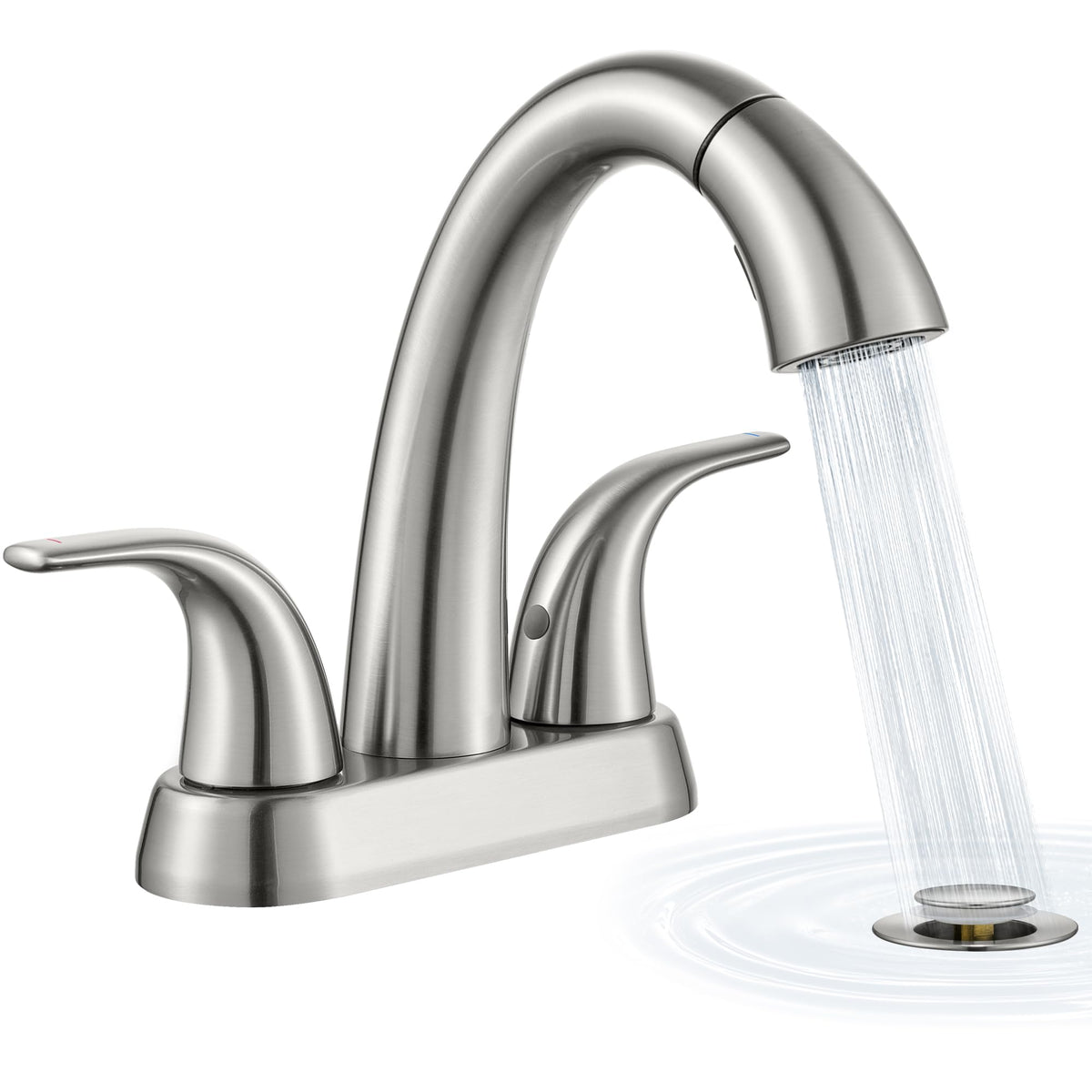 Ultimate Unicorn brushed-nickel faucet front view for a modern bathroom.