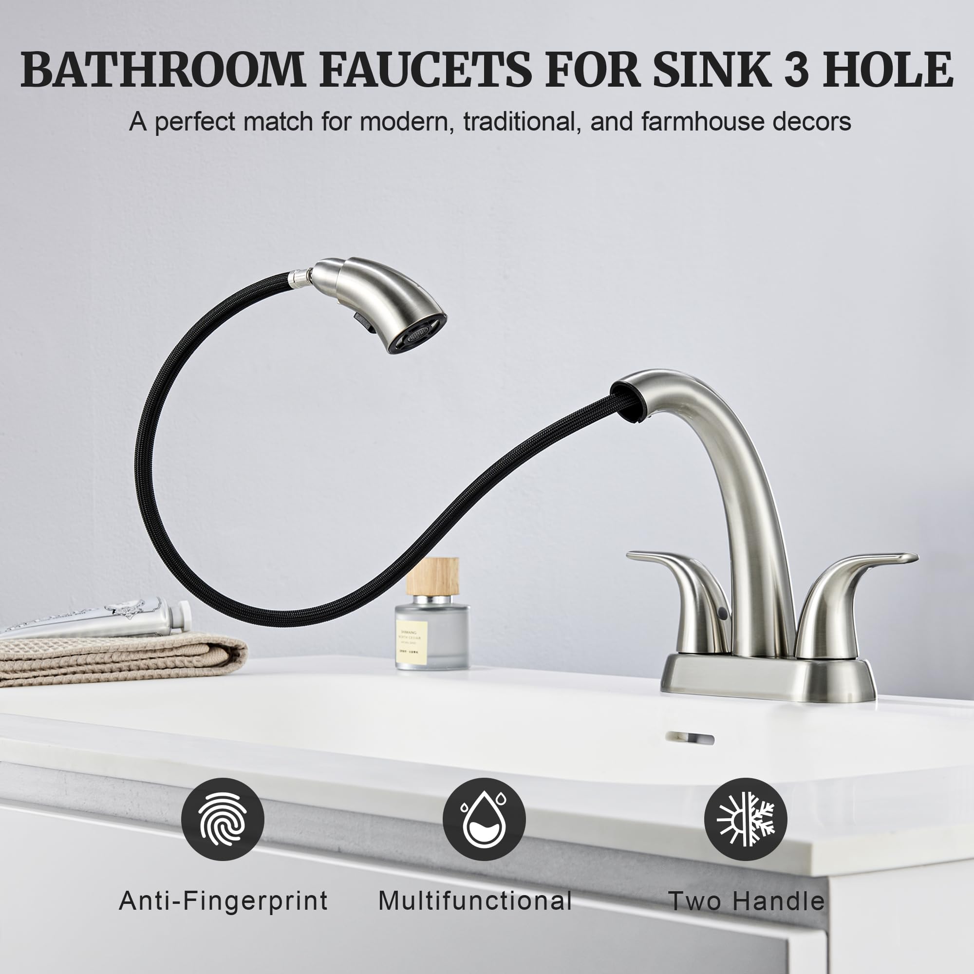 Ultimate Unicorn brushed-nickel faucet easy-clean daily use in vanity.