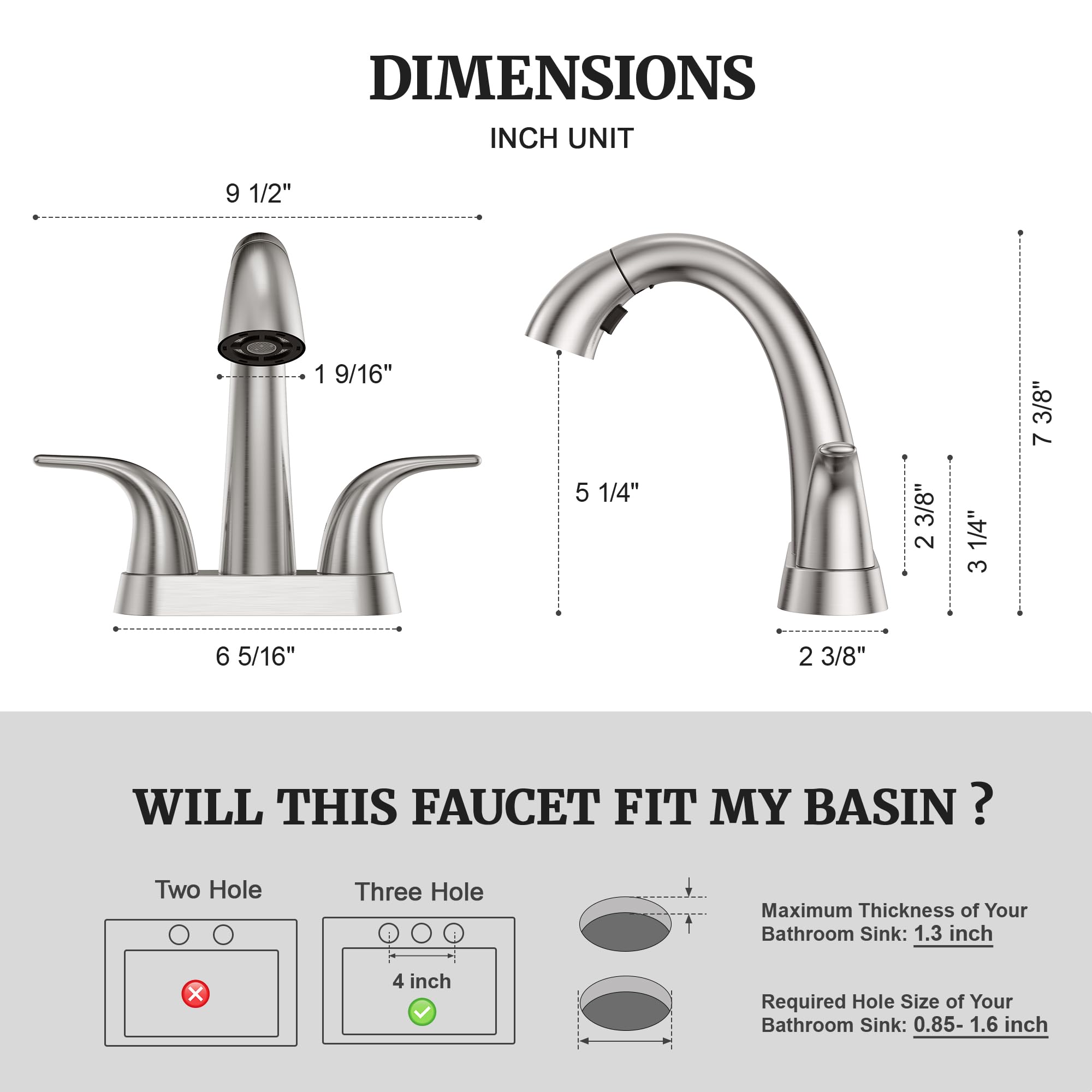 Ultimate Unicorn brushed-nickel faucet two-handle design with reliable control.