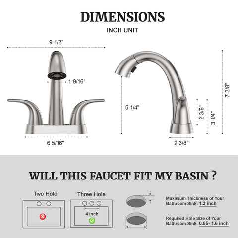 Ultimate Unicorn brushed-nickel faucet two-handle design with reliable control.