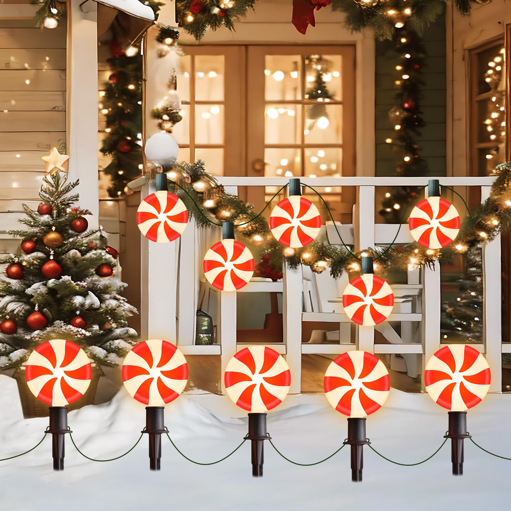 Ultimate Unicorn Christmas lollipop pathway light glows along the garden path for festive outdoor décor