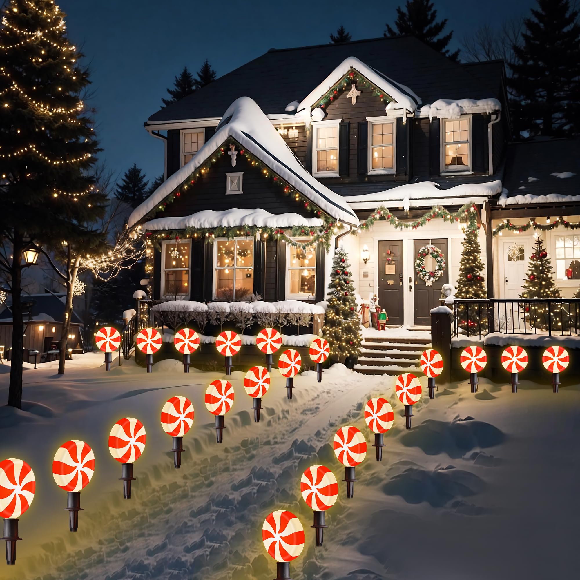 Versatile placement along pathways, patios, gardens, or rooftops for Christmas vibes