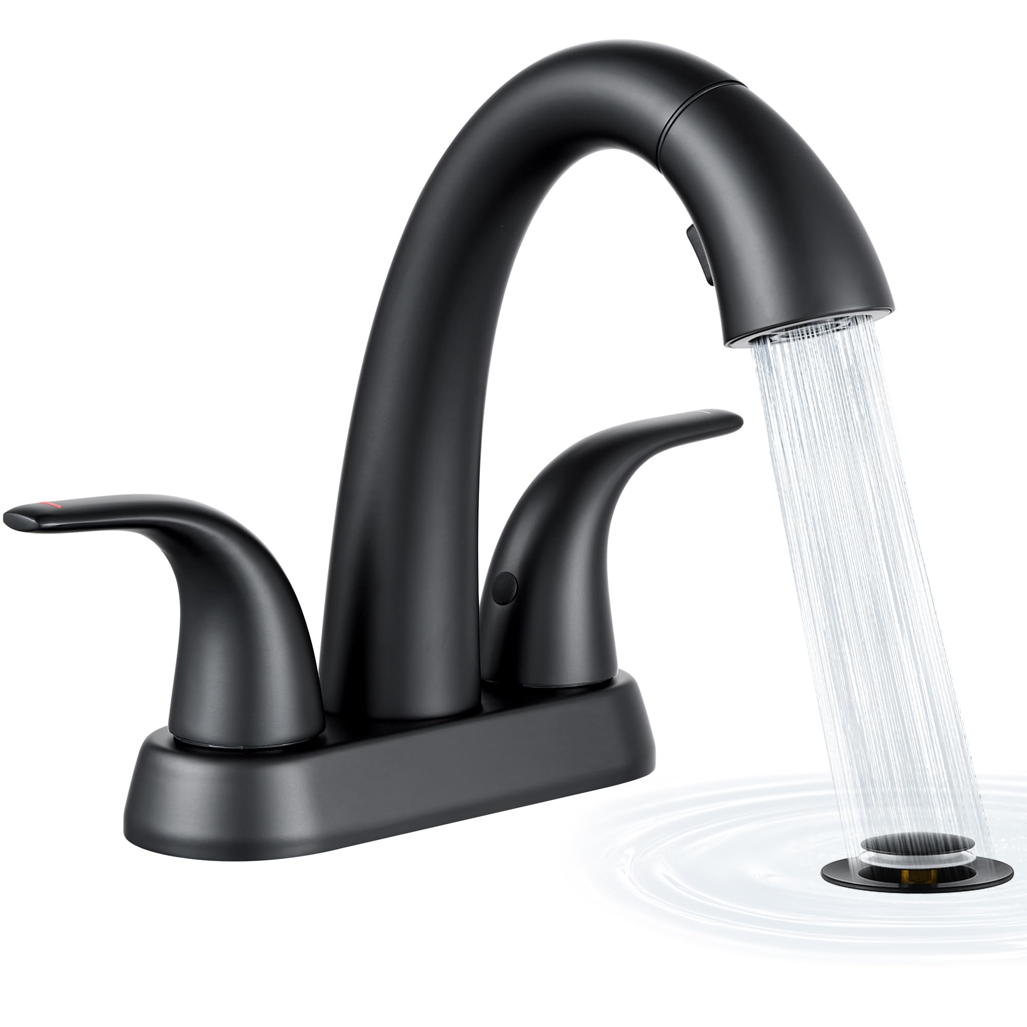 Ultimate Unicorn matte black bathroom faucet front view for a sleek modern vanity