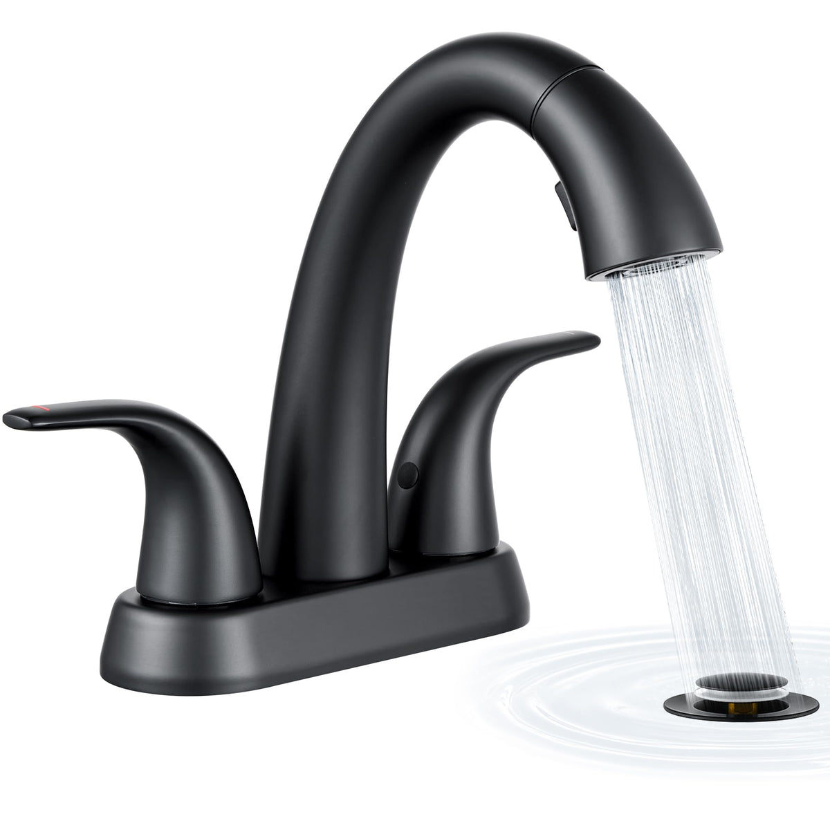 Ultimate Unicorn matte black bathroom faucet front view for a sleek modern vanity