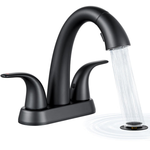Ultimate Unicorn matte black bathroom faucet front view for a sleek modern vanity