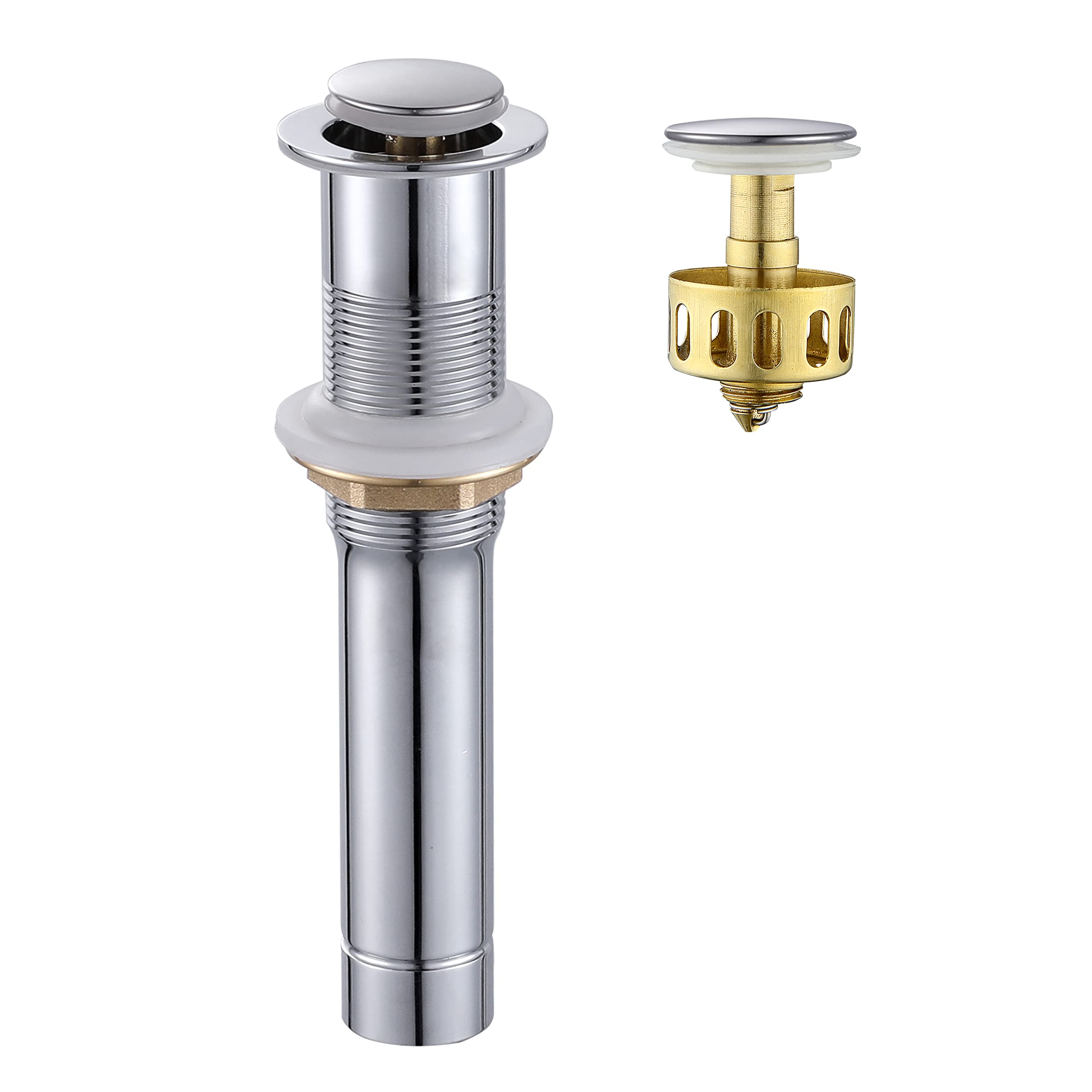 Ultimate Unicorn chrome pop-up drain stopper for vessel sinks adds durable drainage control.
