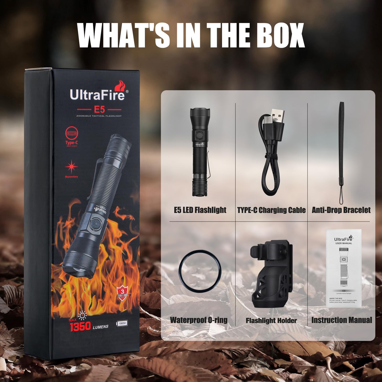 ULTRAFIRE E5 ready for emergency or patrol scenarios.