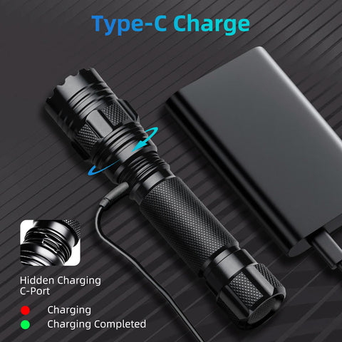 ULTRAFIRE flashlight in emergency setup offering clear visibility in low light