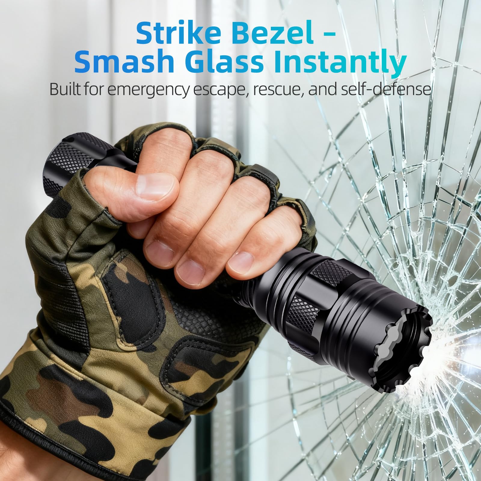 ULTRAFIRE flashlight held securely for reliable handling during patrols