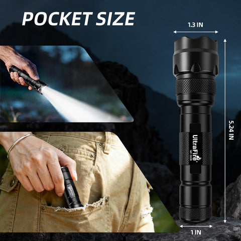 ULTRAFIRE WF-502B holster attached to belt for quick access