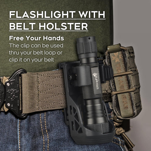 ULTRAFIRE WF-501B PRO holster 360-draw setup for quick access during shifts.