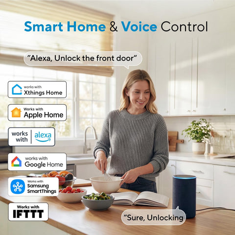 ULTRALOQ Bolt app on a smartphone enabling control and access sharing.