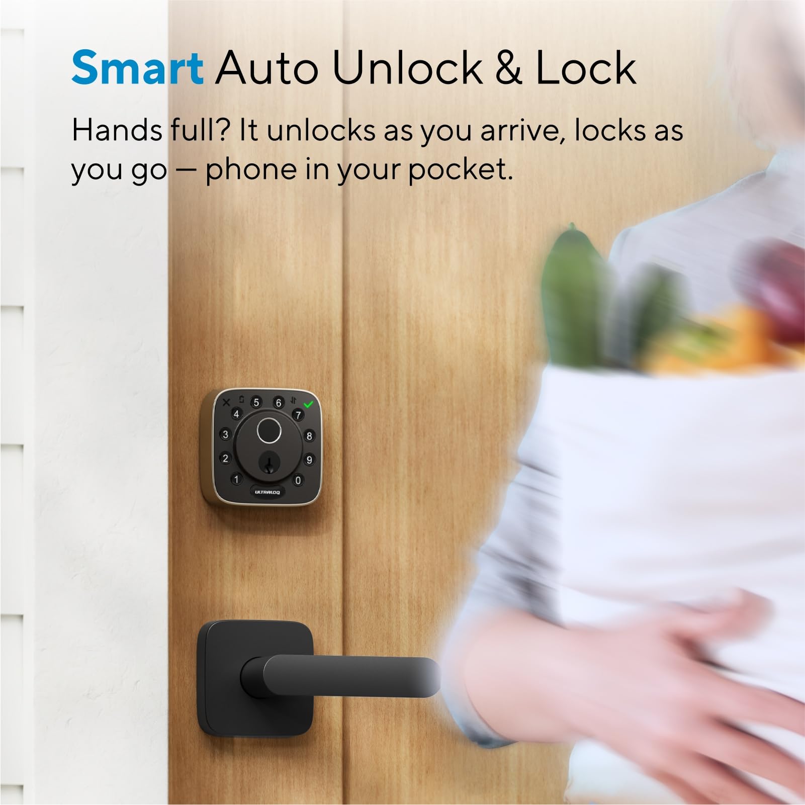ULTRALOQ Bolt auto-lock feature in action for hands-free security.