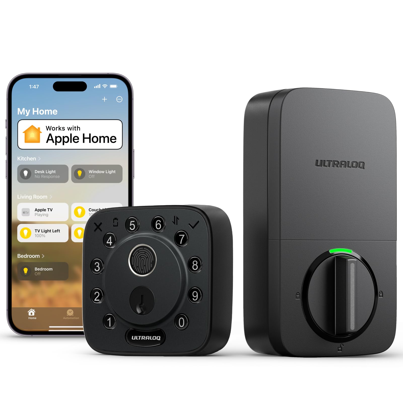 ULTRALOQ Bolt fingerprint lock front view for secure keyless entry