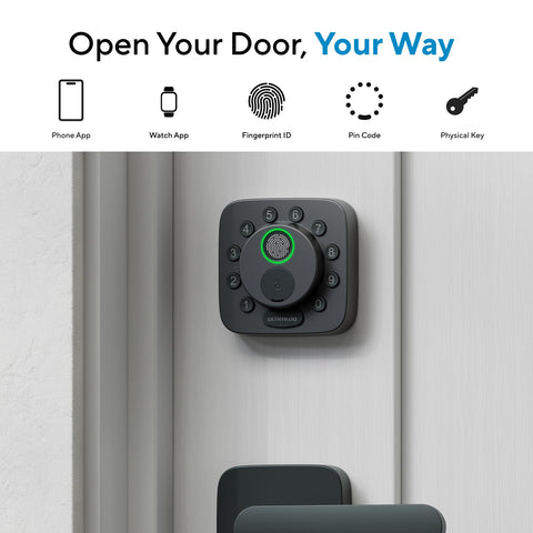 ULTRALOQ Bolt fingerprint-scan demonstrates fast, hands-free access for busy mornings.