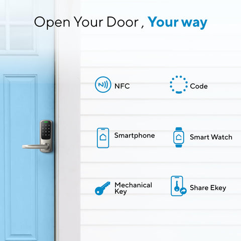 ULTRALOQ Latch 5 app control view showing smartphone access and activity log.