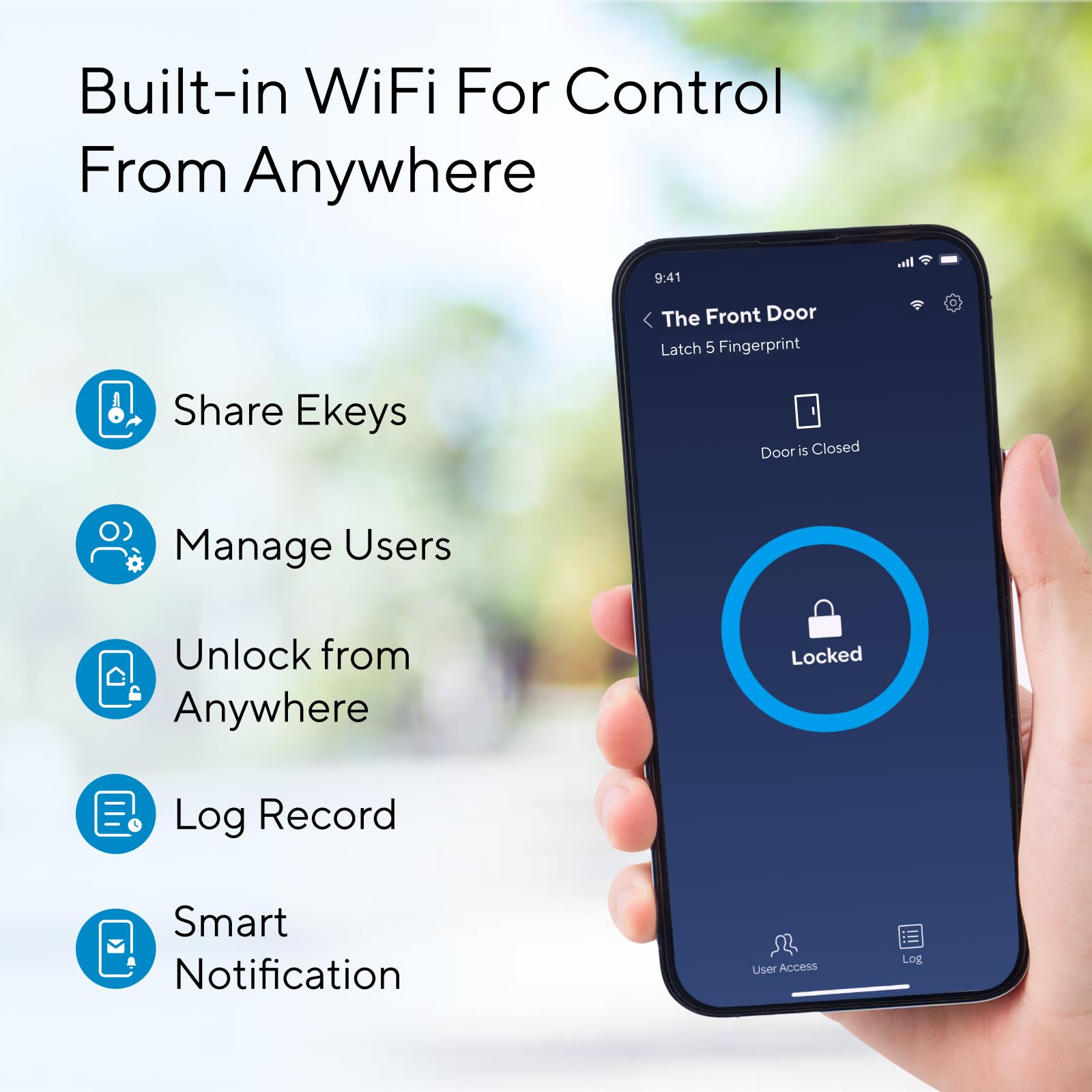 ULTRALOQ Latch 5 NFC area with keyfob unlock option for convenience.