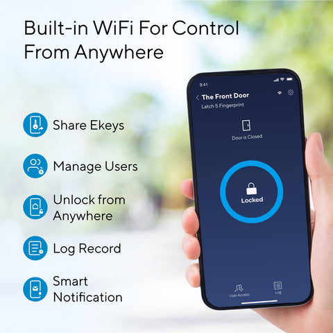 ULTRALOQ Latch 5 NFC area with keyfob unlock option for convenience.