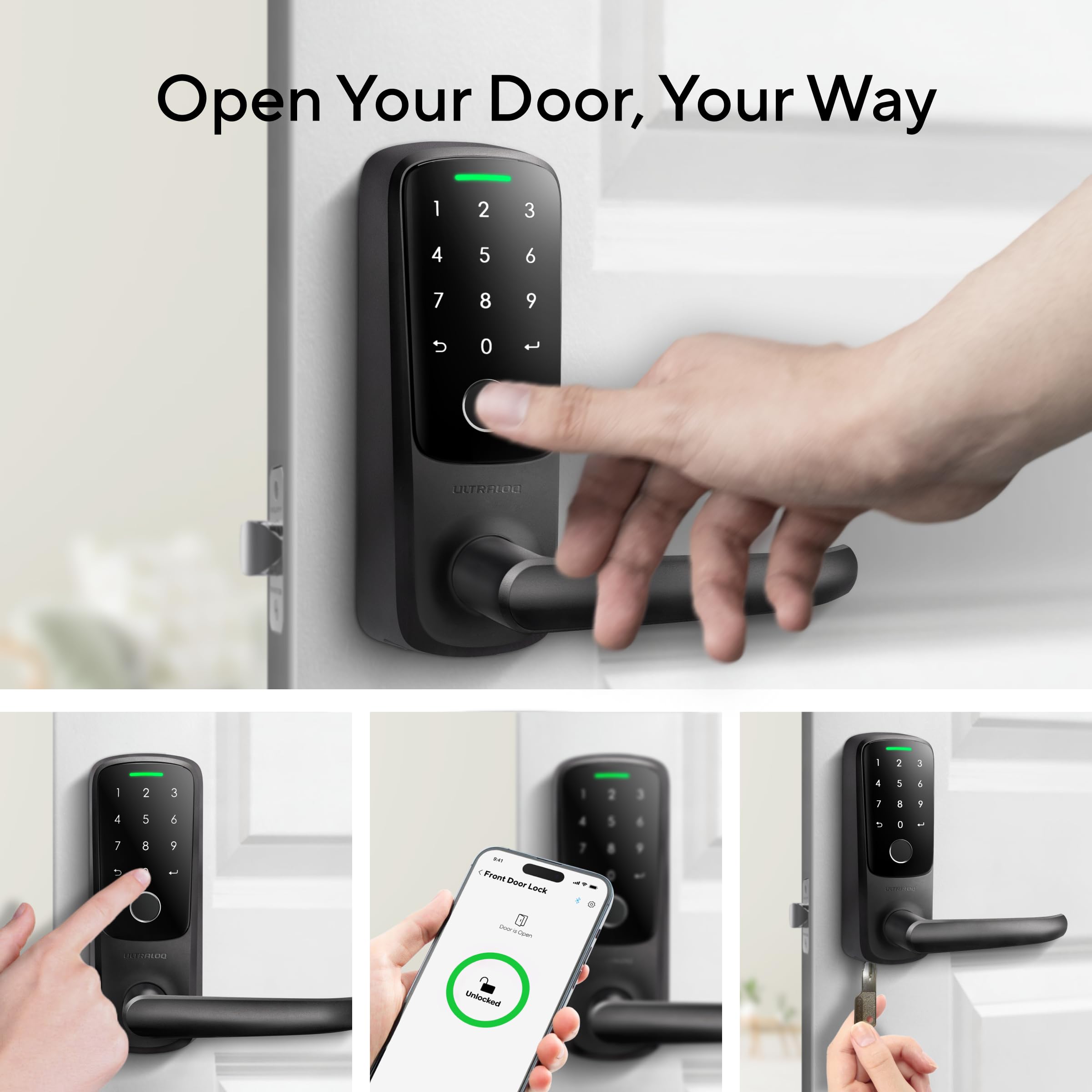 ULTRALOQ Latch 5 touch keypad in use for code entry