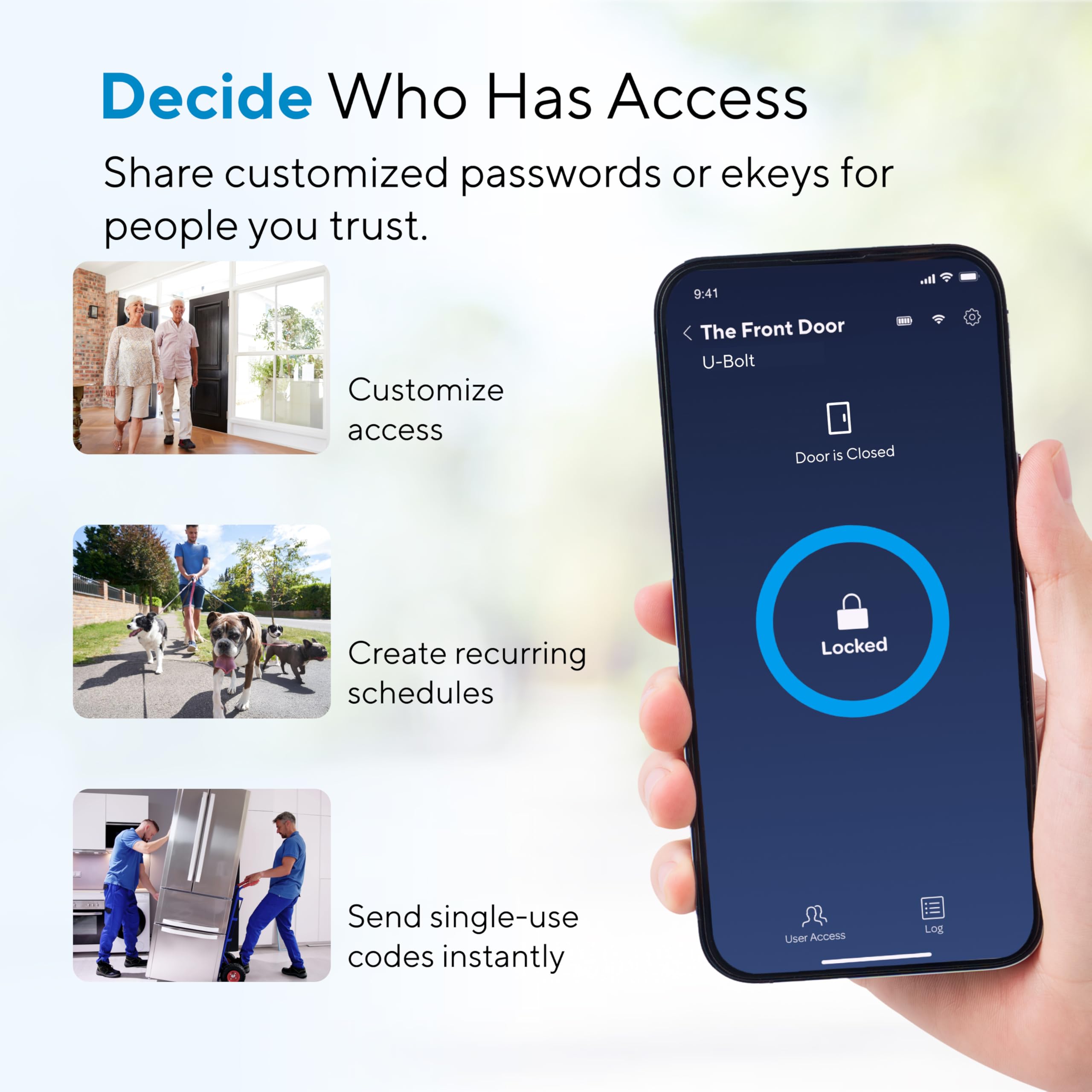 ULTRALOQ U‑Bolt app control on smartphone for remote lock and status
