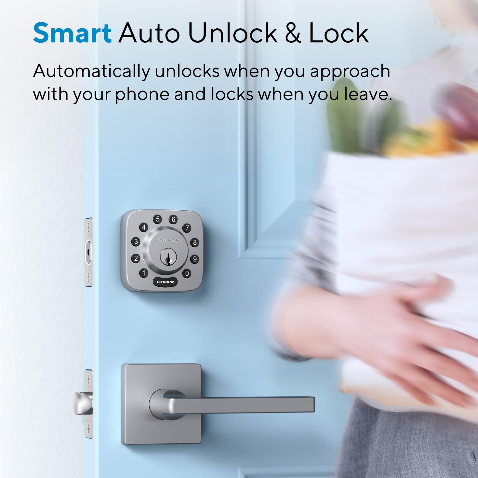 ULTRALOQ U‑Bolt door sensor displaying live status indicator
