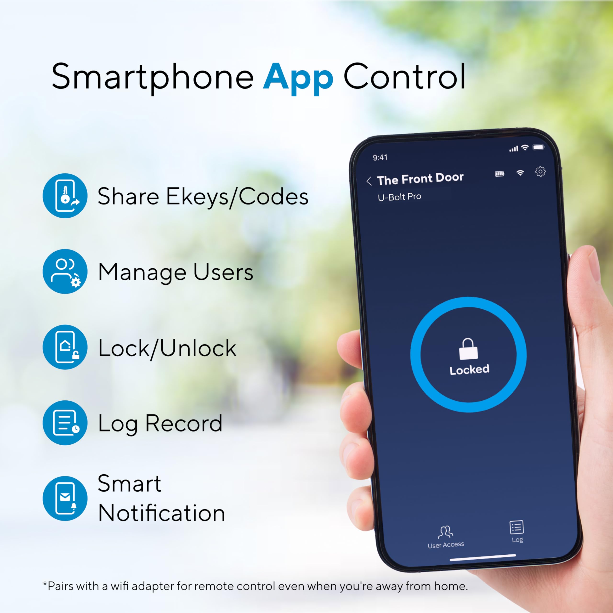 ULTRALOQ U-Bolt Pro app control on phone enables remote locking and monitoring