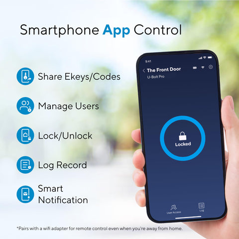 ULTRALOQ U-Bolt Pro app control on phone enables remote locking and monitoring