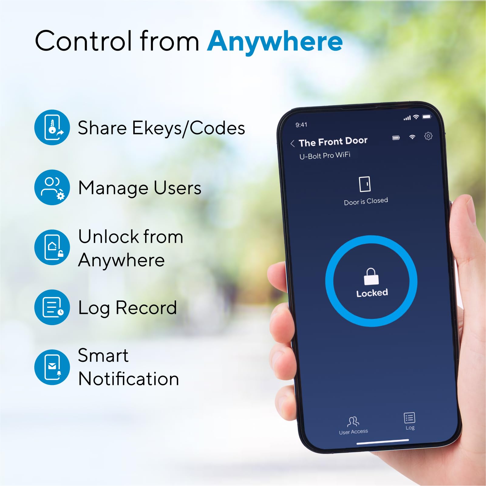 Fingerprint scan highlights quick, secure biometric access for trusted family members.