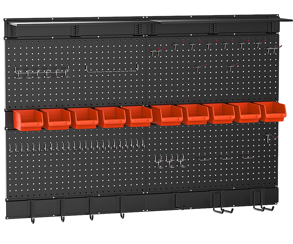 Ultrawall pegboard wall organizer on wall for efficient tool storage.