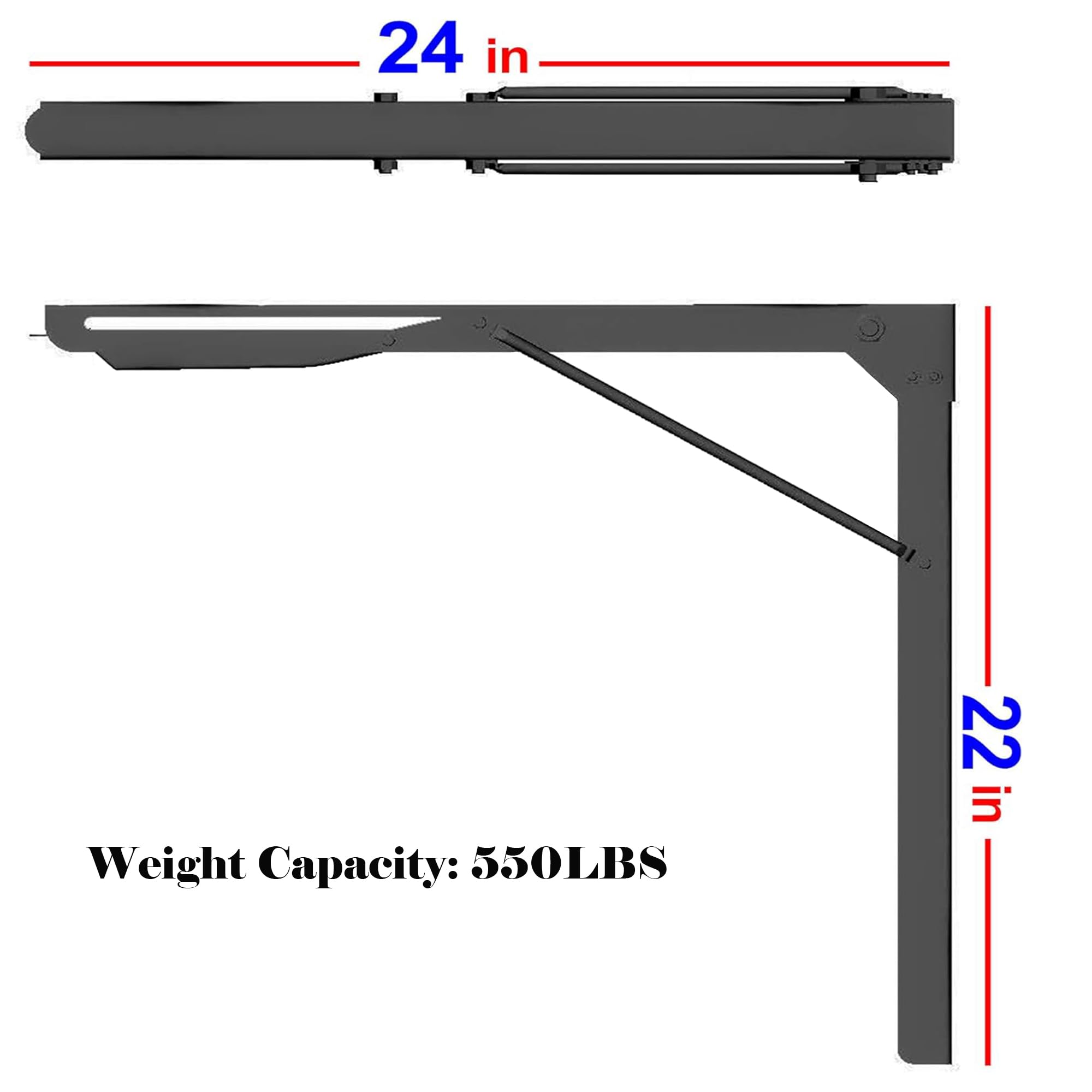 Ultrawall folding bracket close-up showing latch mechanism and lock
