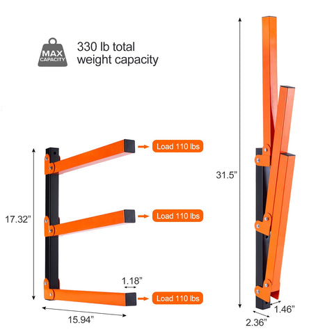 Ultrawall metal shelf supports heavy loads up to 330 lb per shelf.