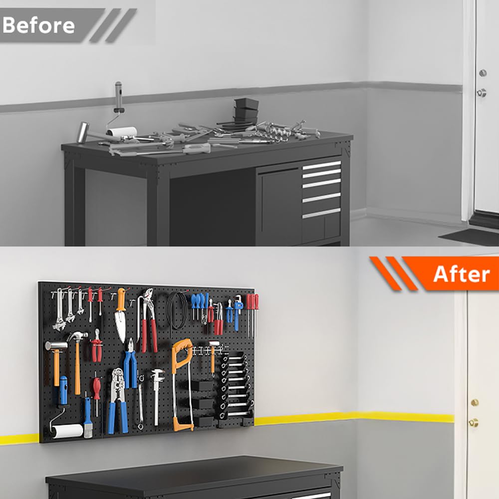 Ultrawall pegboard mounts on drywall, brick, or concrete walls for flexible placement.