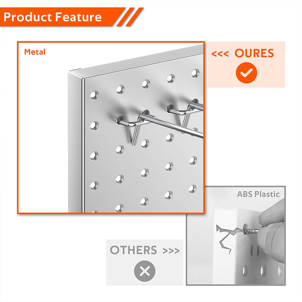 Ultrawall pegboard wall panel installation hardware shown for quick drywall or brick mounting.