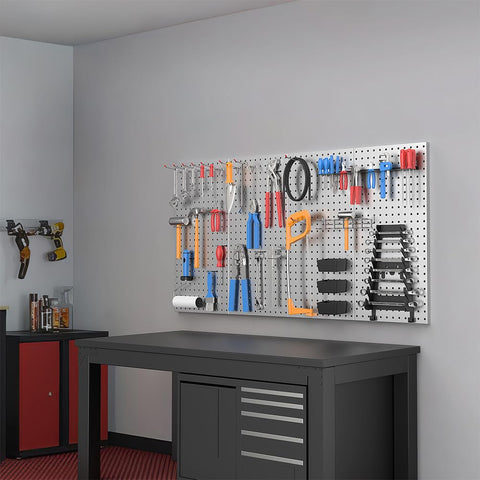 Ultrawall pegboard wall panel powder-coated finish resists rust and chipping in workshops.