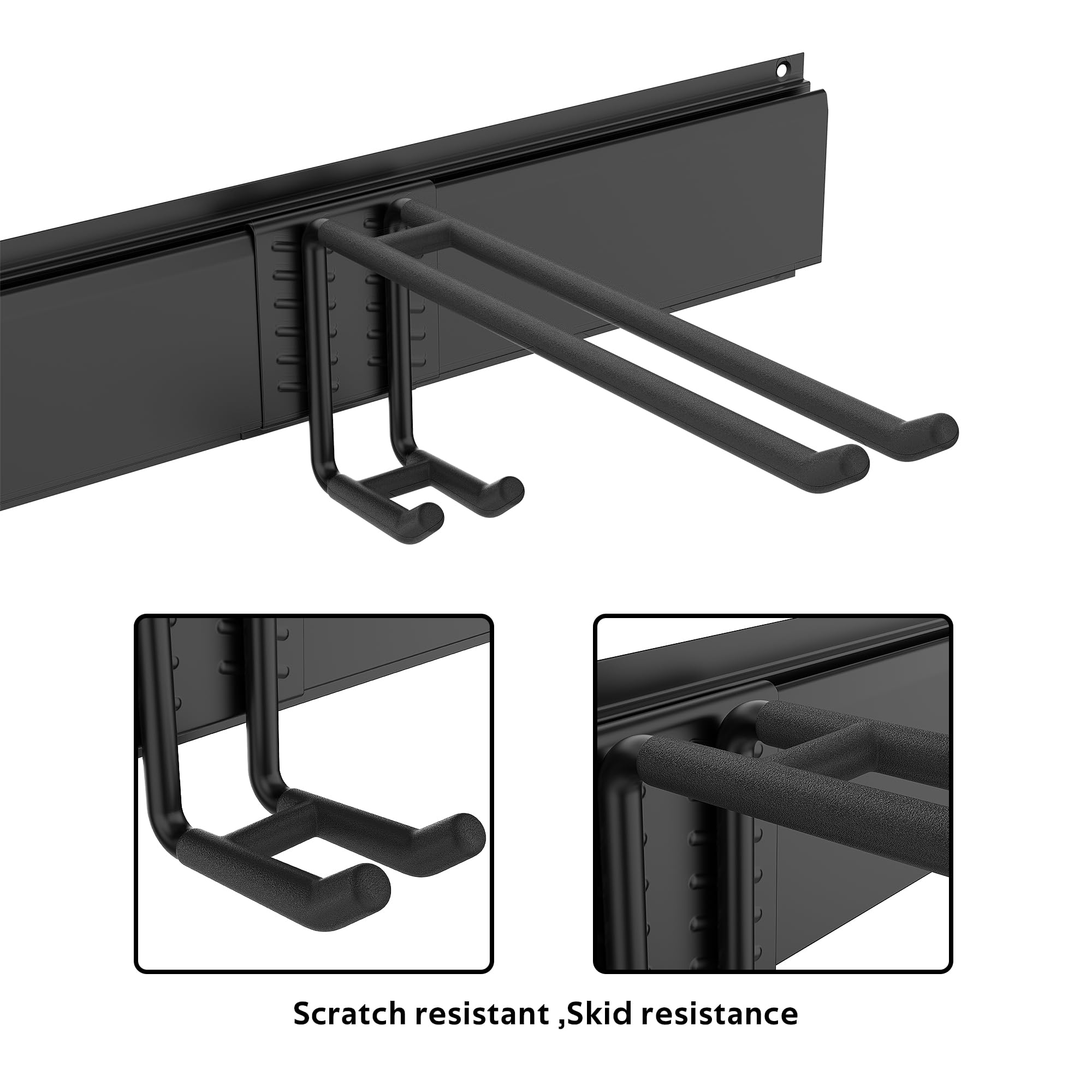 Ultrawall ski rack adjustable hooks provide precise spacing.