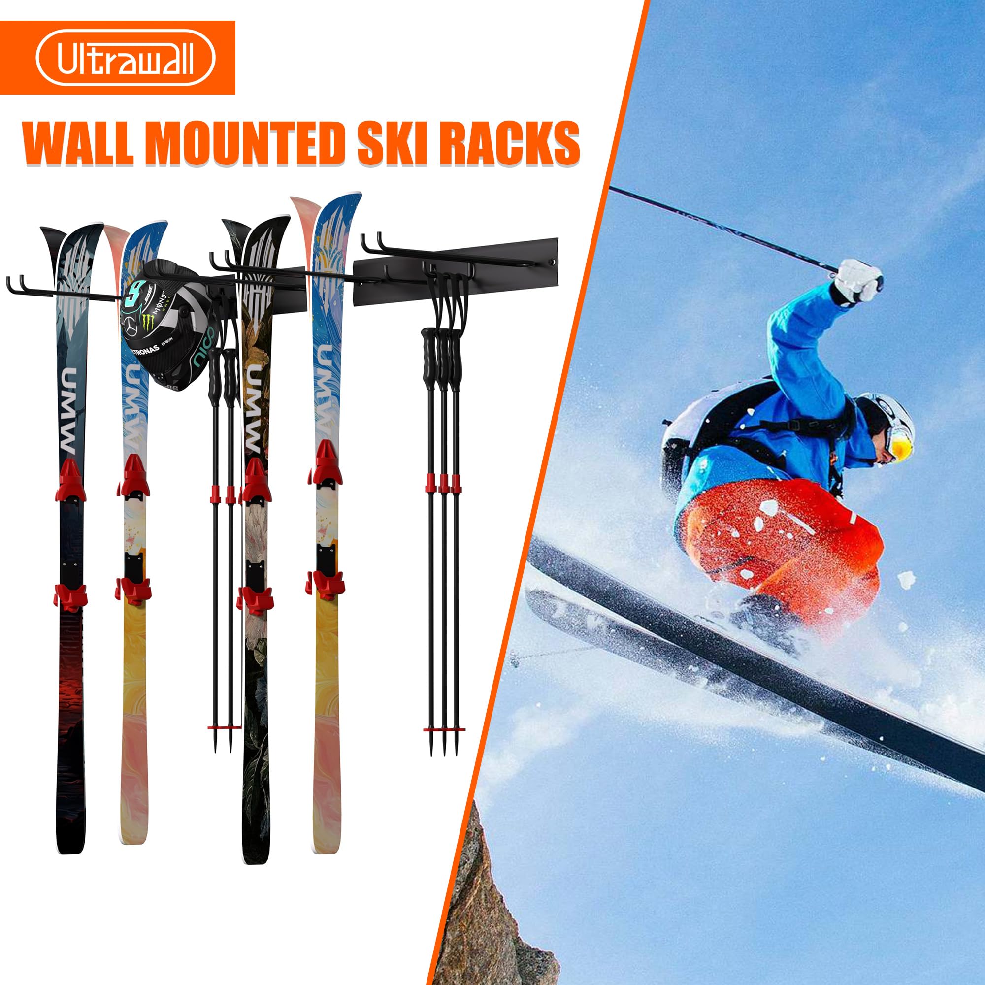 Ultrawall ski rack boot-pole-helmet-hooks expands storage options.
