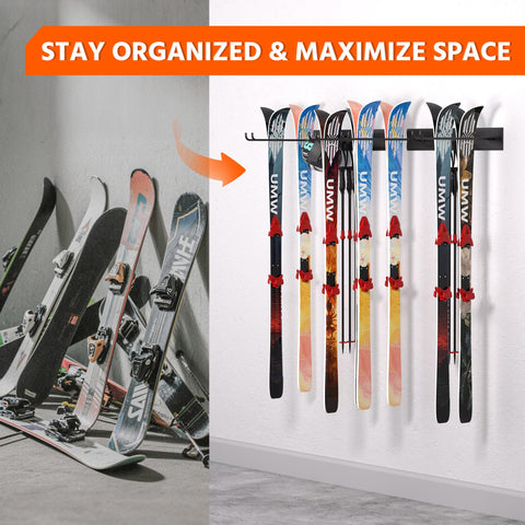 Ultrawall ski rack easy-install mounts quickly on 16-inch studs.